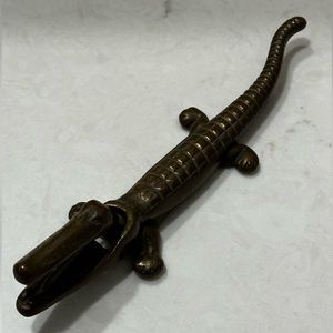 Vintage Alligator Crocodile Nut Cracker Solid Brass Gator 8”
